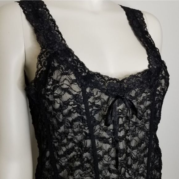 INC International Concepts Black Lace Lined Womens Tank‎ Top - Picture 2 of 13